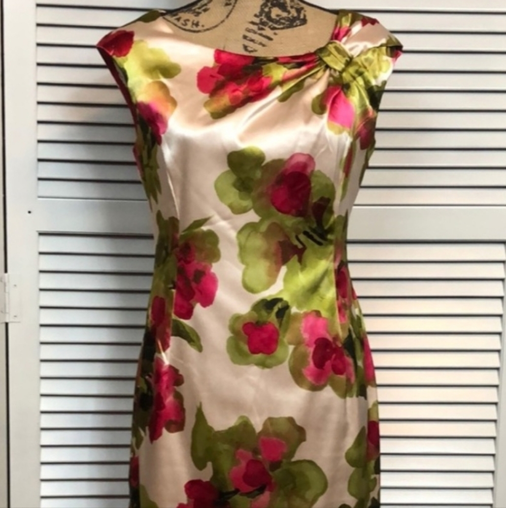 Jones New York Floral Satin Dress -Sz 6
